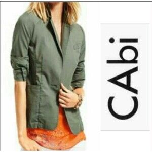 CAbi Womens Coat Small Green Military Knit Solid Regular fall